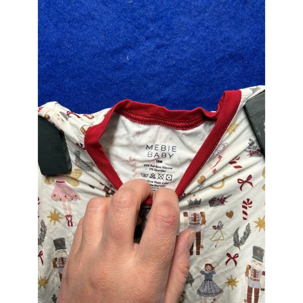 Holiday Unisex Mebie Baby Nutcracker Bamboo Pajama Top 18M Cream‎ Red